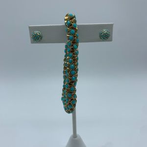 Stella & Dot Set of 2 - Soiree Stud Earrings & Vintage Twist Stretch Bracelet